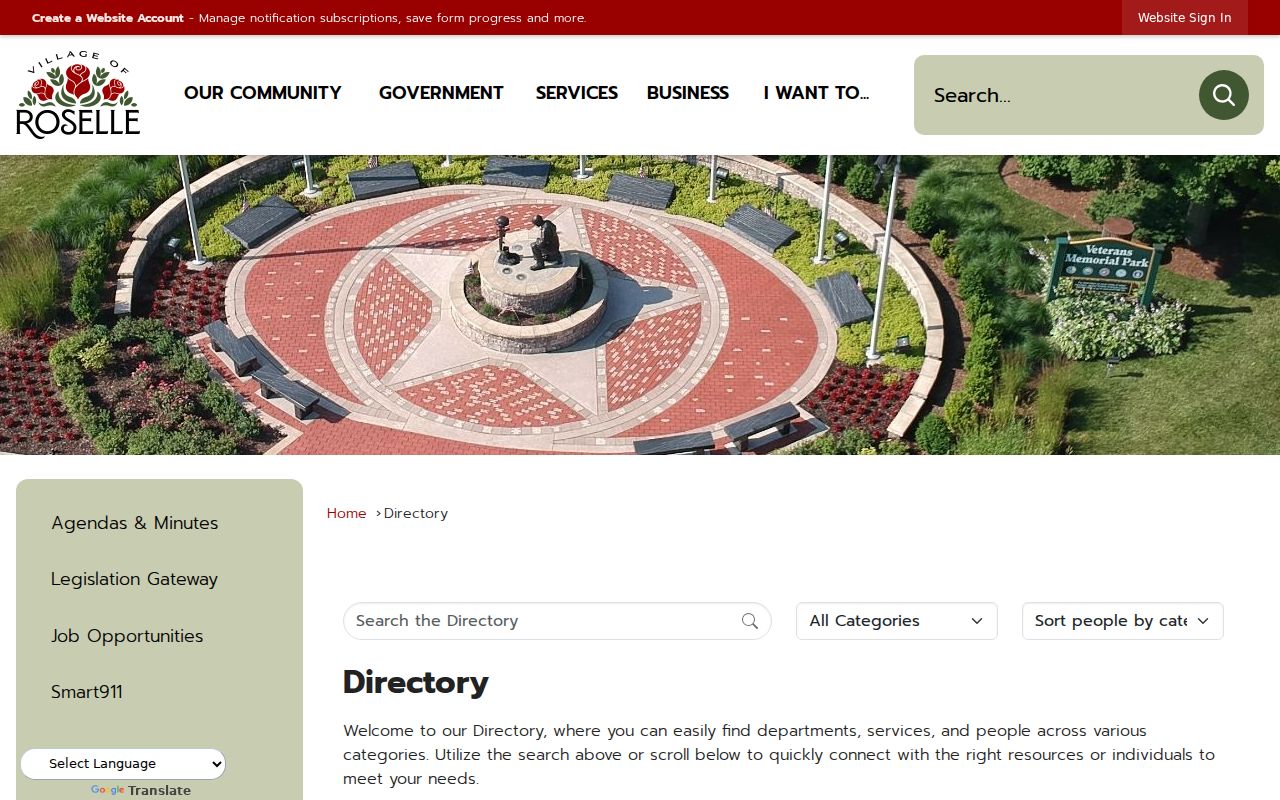 Roselle residents directory Village staff search