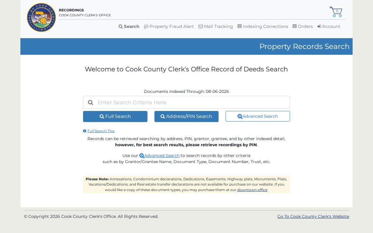 Roselle residents directory Cook Clerk recording search