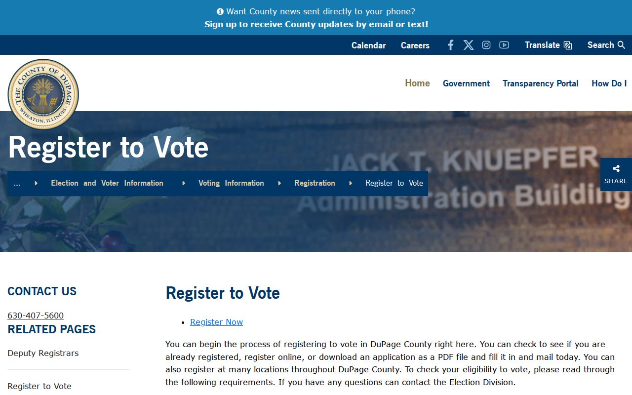 Roselle neighbors DuPage voter registration instructions