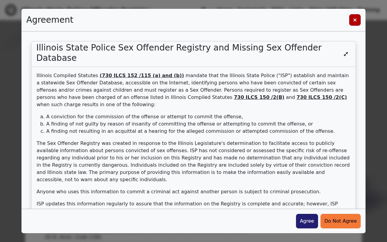 Roselle neighbors Illinois State Police public registry