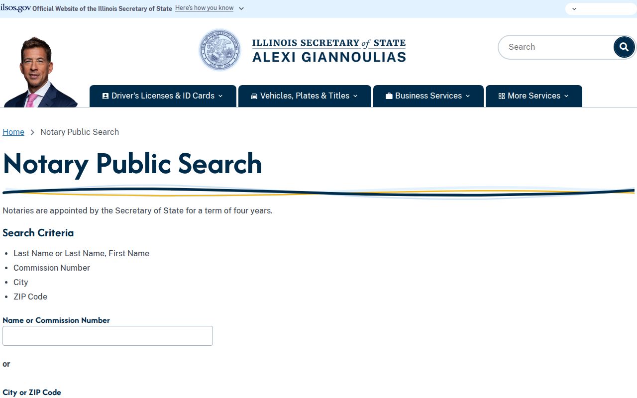 Roselle resident lookup through Illinois notary records
